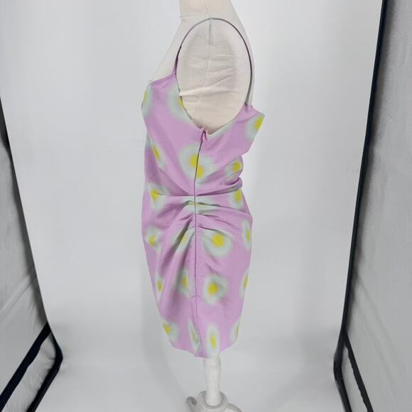 Maisie Wilen Dress Mini Pink Medium Dots Spaghetti Straps Ruched - Picture 4 of 6